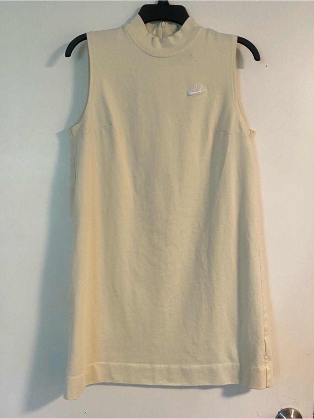 Nike Butter Yellow Tennis Dress Mock Neck Womens M 100% Cotton Athletic WornOnce
